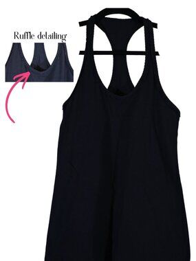 Lululemon Black Ruffle Trim Scoop Neck Racerback Tank Top Size 8